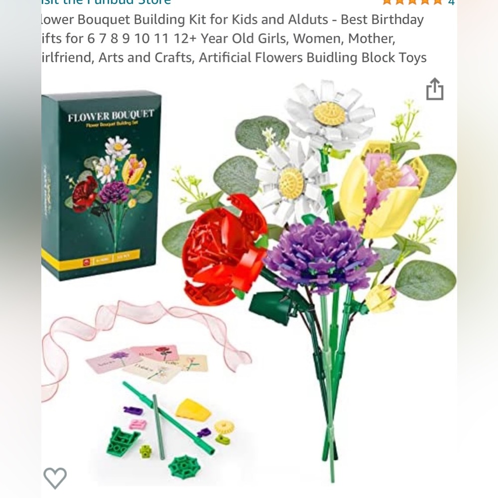 - Flower Bouquet Building Kit for Kids Alduts Birthday Gifts  6 7 8 9 10 1…